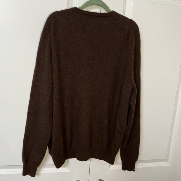 Black Brown 1826 Cashmere Sweater Mens XXL Brown 2 Ply Academia V-neck Grandpa - Picture 6 of 8